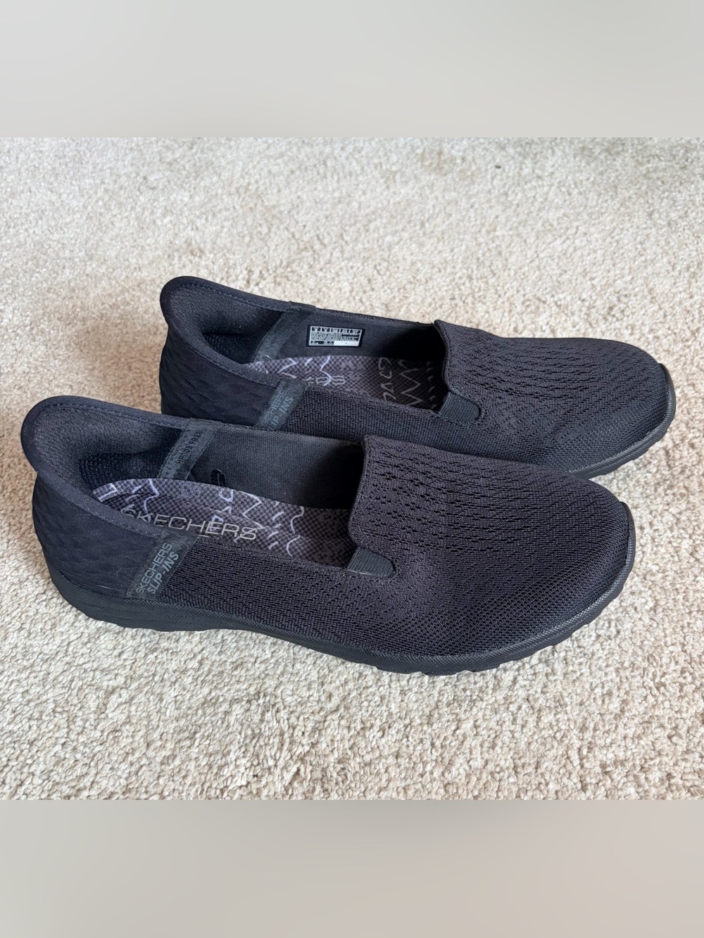 Skechers Slip-Ins Women's Black Knit Slip-On Sneakers Sz 8